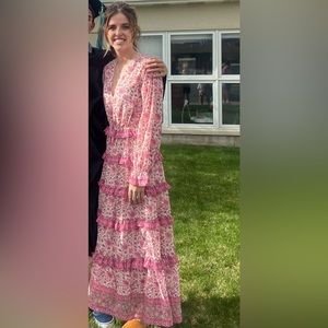 Pink ruffle maxi dress